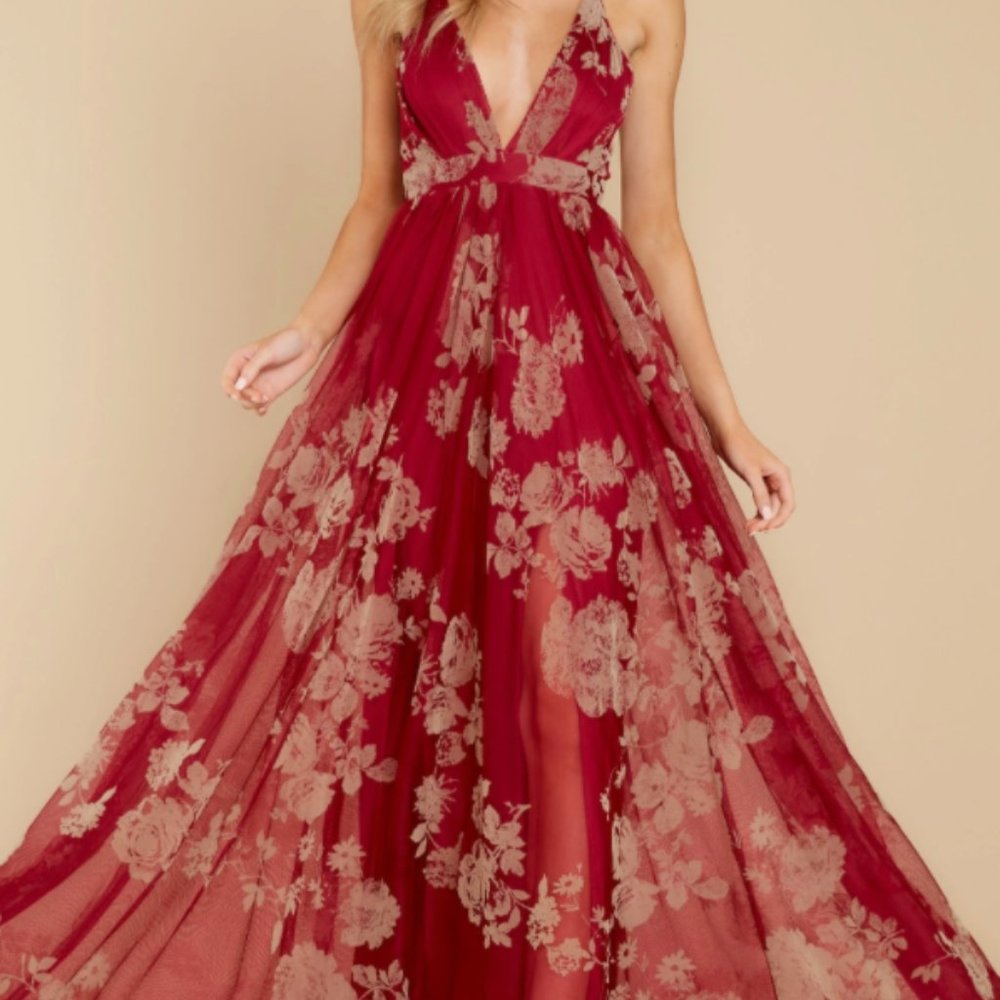 Gorgeous Gal Wine Red Maxi Dress